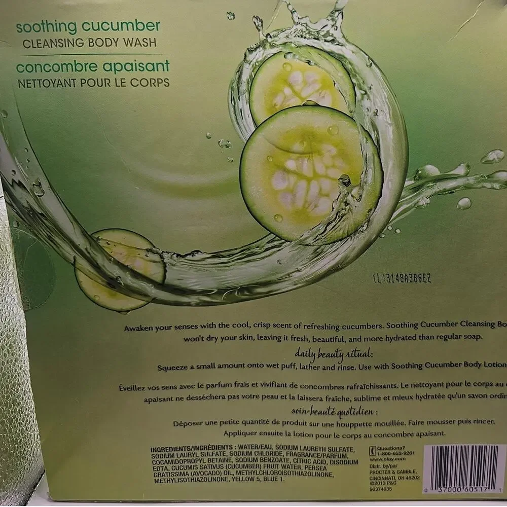 3 Bottles Olay Soothing Cucumber Cleansing Body‎ Wash 23.6oz each
